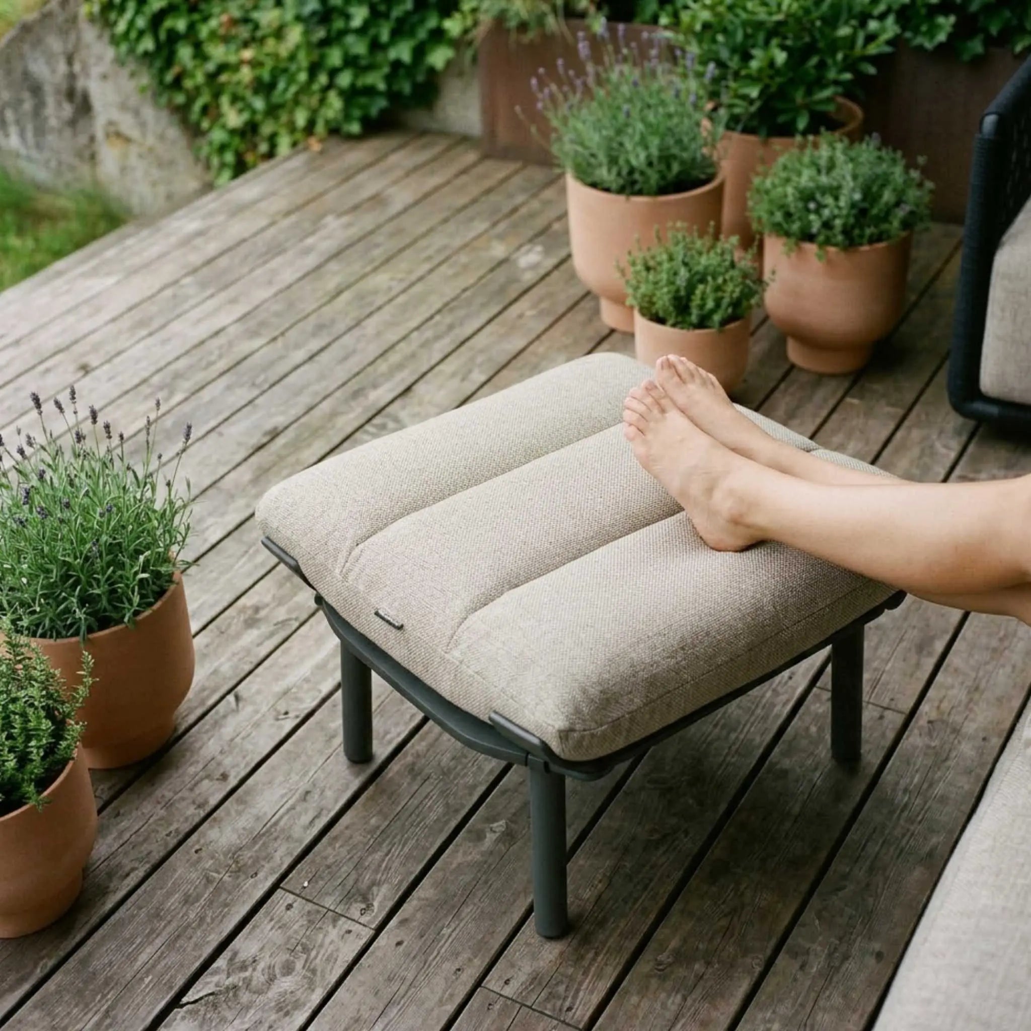 Reposapiés Santa Ana antracita / beige | Kubu #