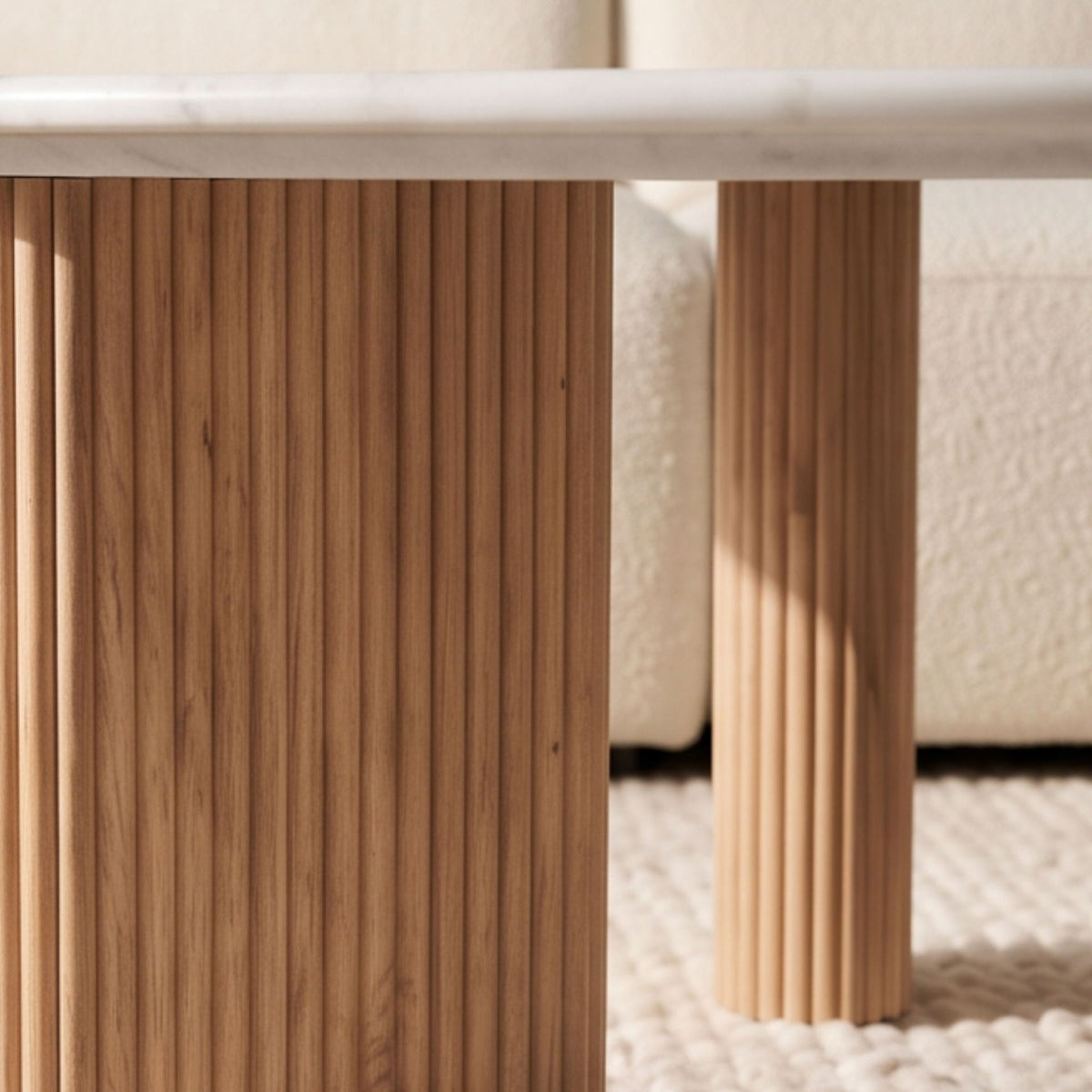 Mesa de centro Bristol Ø 90cm | Madera de Mango y Mármol Natural