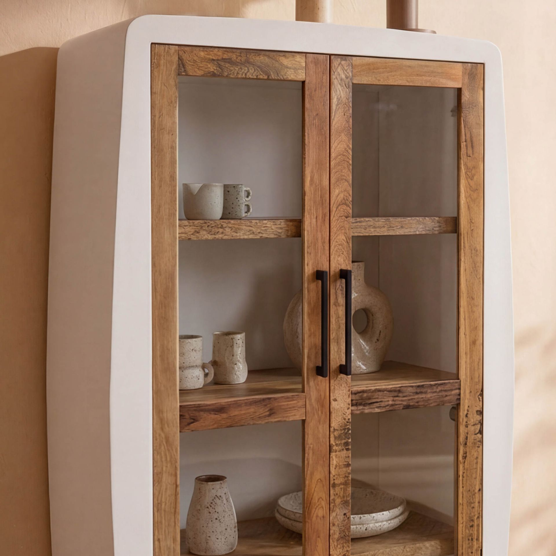 Vitrina dos puertas Calvia - Puertas de vidrio y madera | Kubu #