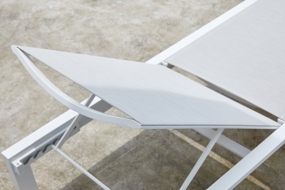 Tumbona Onix aluminio blanco textilene gris claro | Kubu #