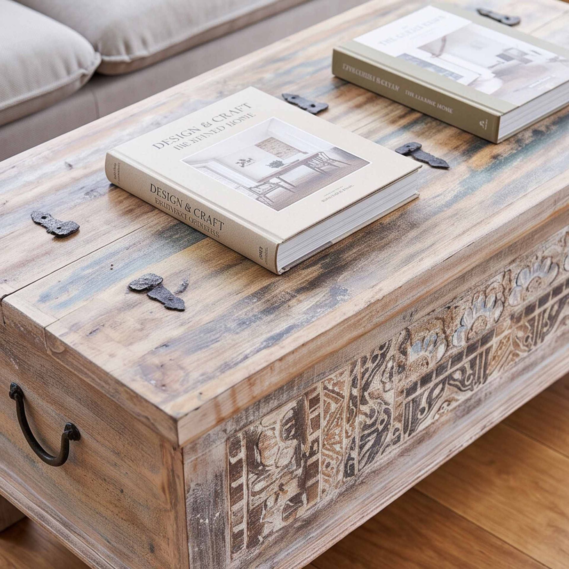 Mesa de Centro Baúl de Madera ALHMIRAH 120x65x45cm | Madera de mango