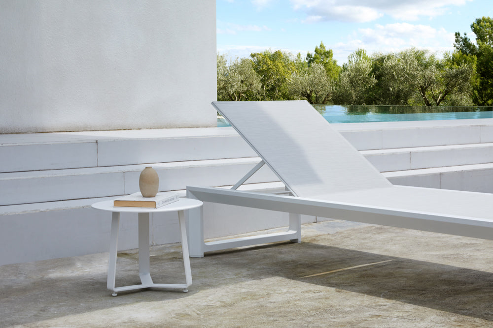 Tumbona Onix aluminio blanco textilene gris claro | Kubu #