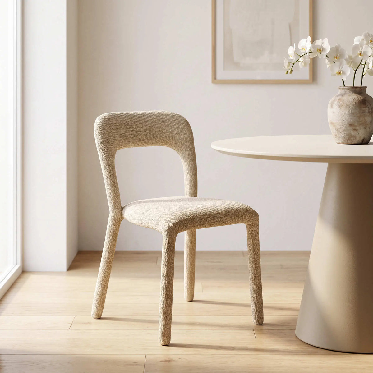Silla de comedor Horsens Crudo | Tapizada y Apilable