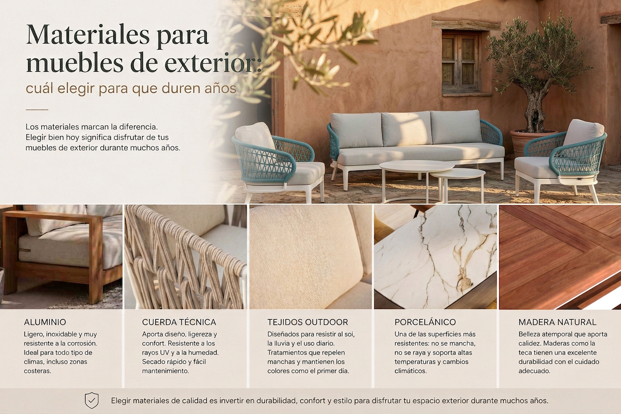 Materiales para muebles de exterior: cuál elegir para que duren años