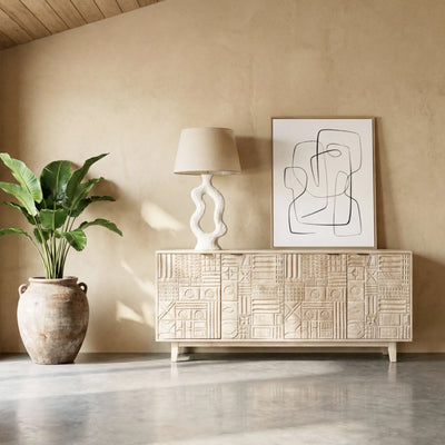 Aparador de Madera de Mango Maya 180cm | Diseño de 4 Puertas | KUBU #