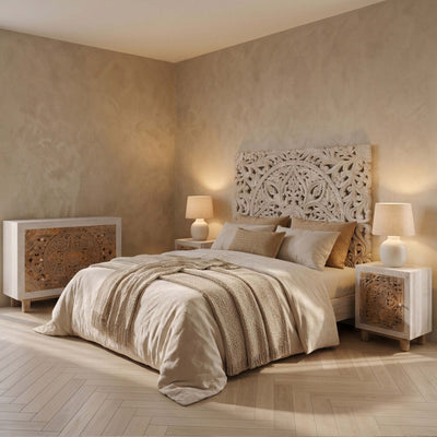 Cómoda Borneo 3 cajones 90X40X80CM | Madera de Mango | KUBU #