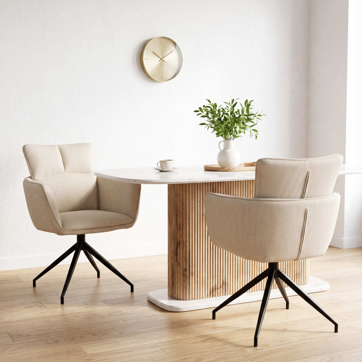 Silla de comedor con brazos Luxton White Marfil | Kubu