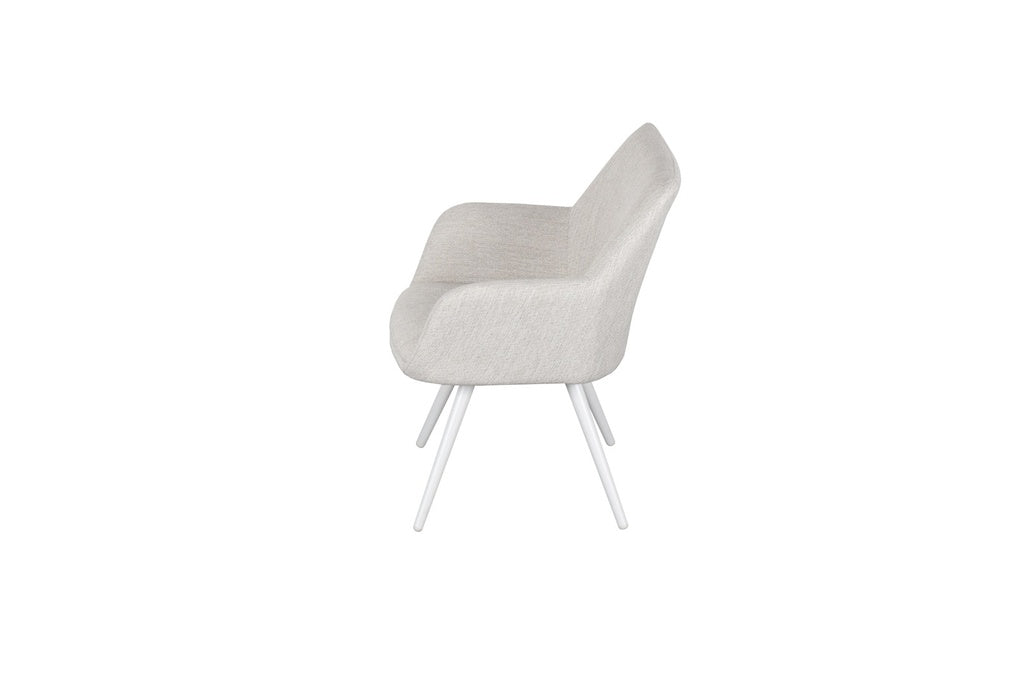 Silla de comedor Eren aluminio blanco textil beige. | Kubu #