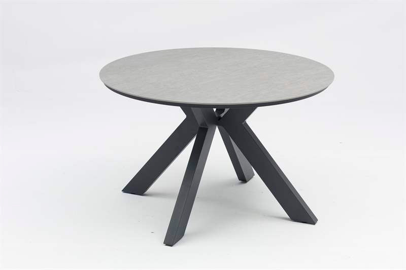 Mesa redonda Bais Ø 120x75 cm aluminio antracita y top mesa porcelánico gris medio