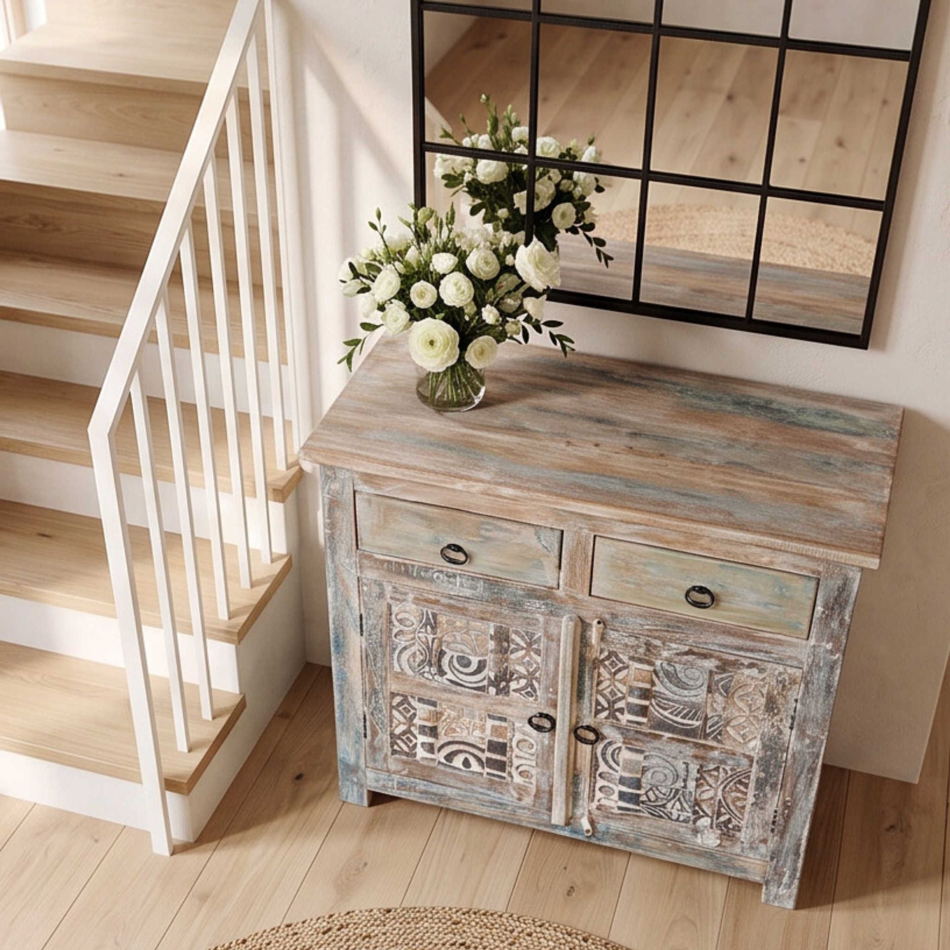 Aparador Consola Alhmirah 90x40x90cm Madera Mango | KUBU