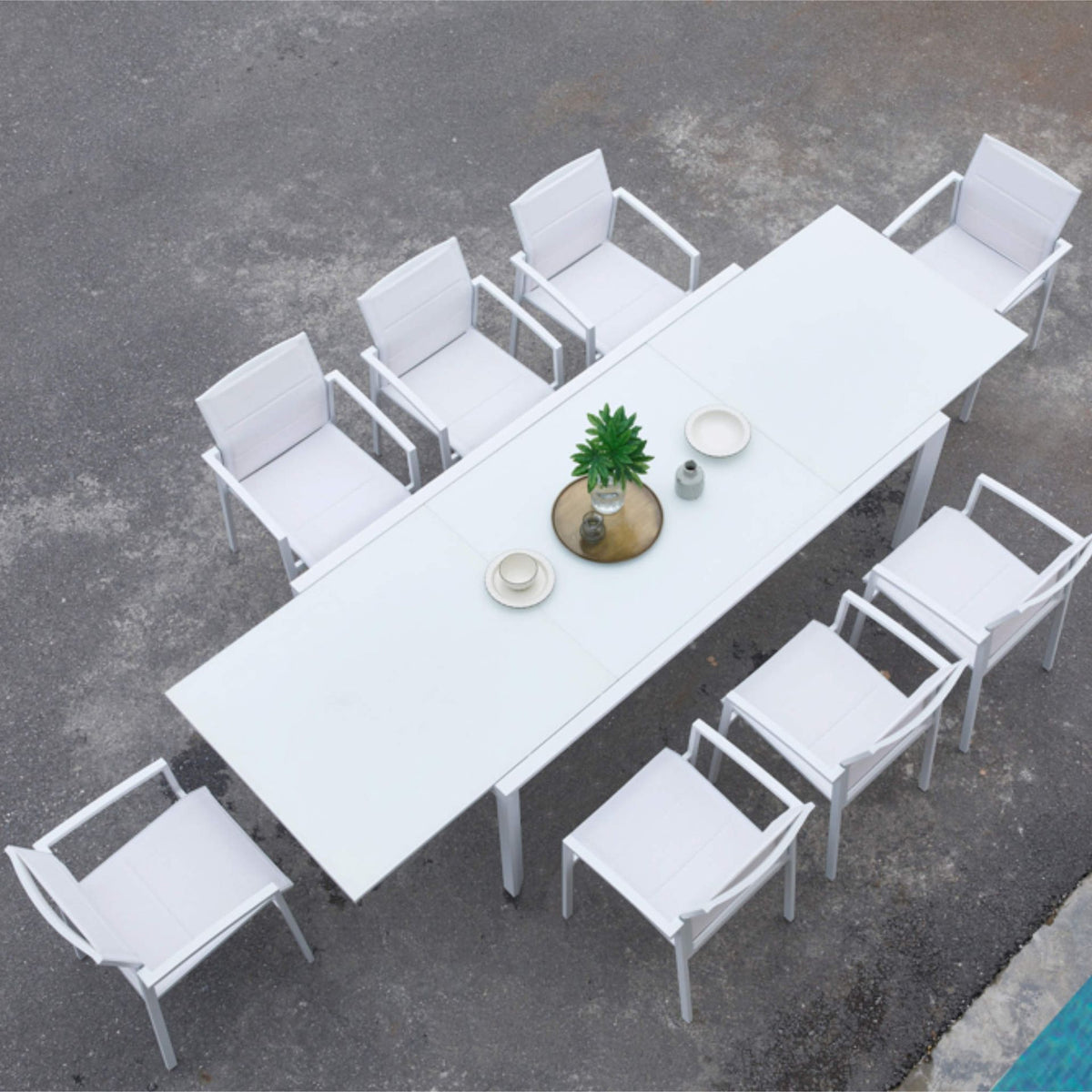 Sillón de comedor ORICK aluminio y textil blanco