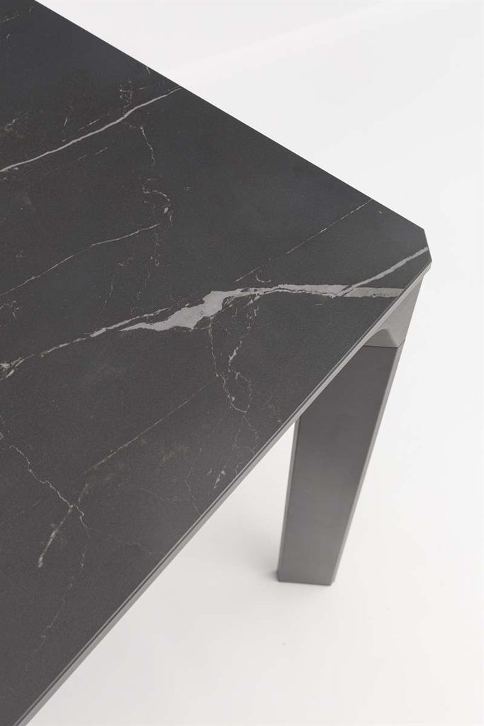 Mesa de comedor Boori 200x90 cm aluminio antracita top mesa porcelánico negro