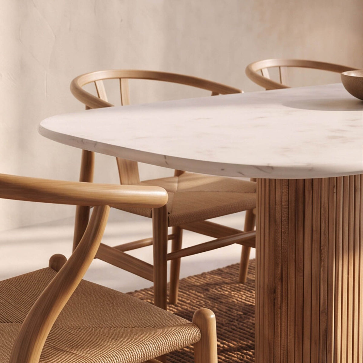 Mesa de comedor Bristol 180x90x76cm | Madera de Mango y Mármol Blanco | KUBU #