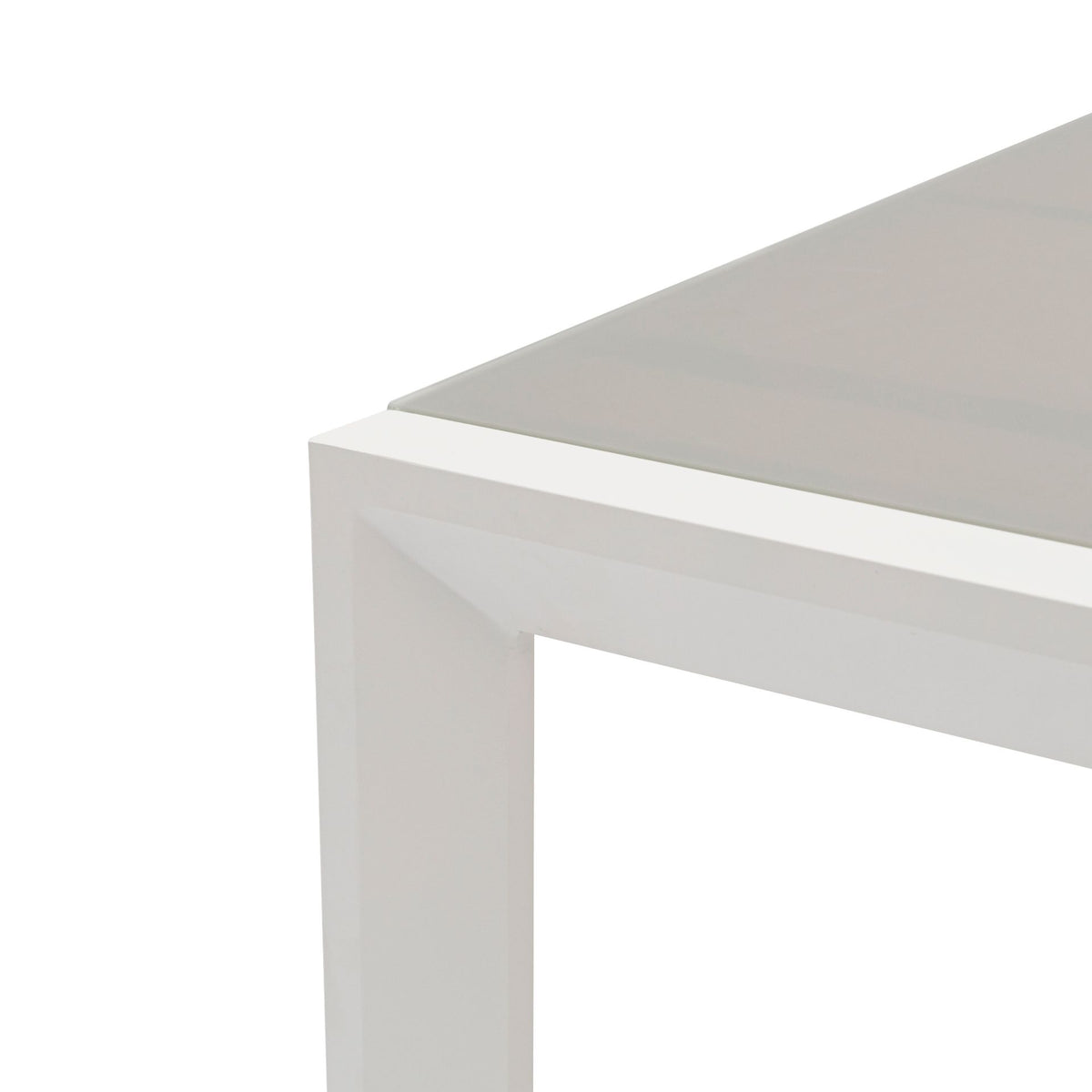 Mesa extensible ORICK 100 x 150/225 cm aluminio blanco y cristal gris claro