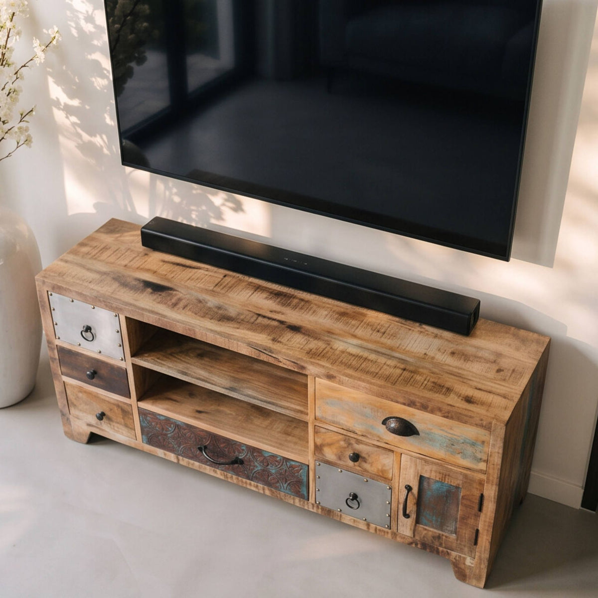 Mueble de TV Korba 120x40x57cm | Madera de Mango