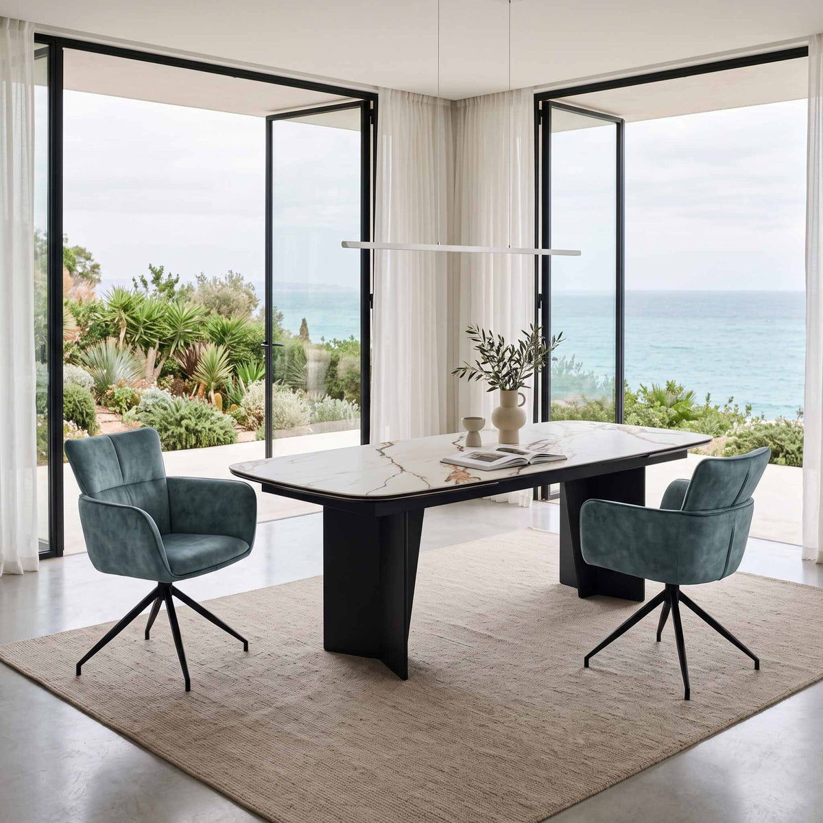 Silla de comedor con brazos Luxton Petrol | Kubu