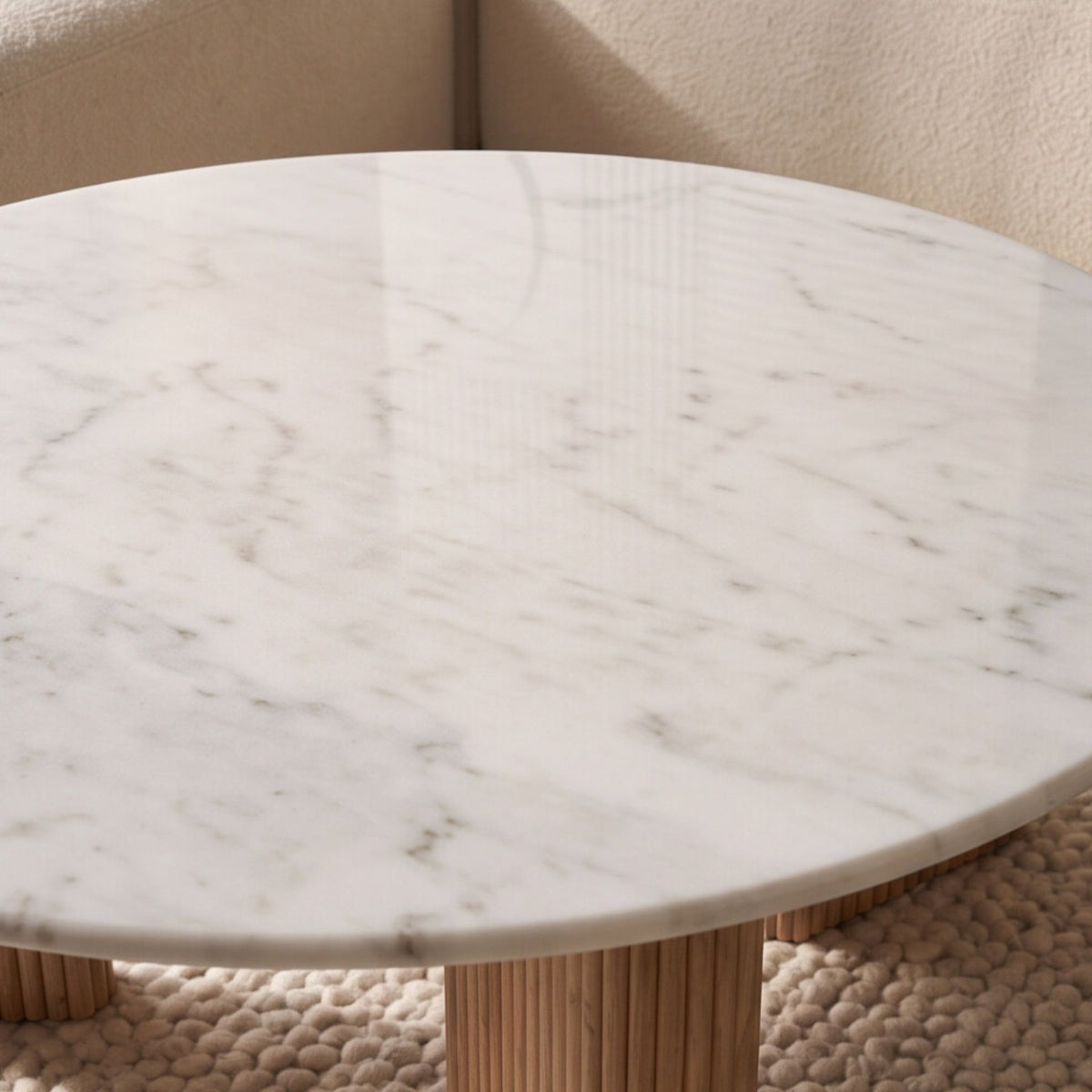 Mesa de centro Bristol Ø 90cm | Madera de Mango y Mármol Natural