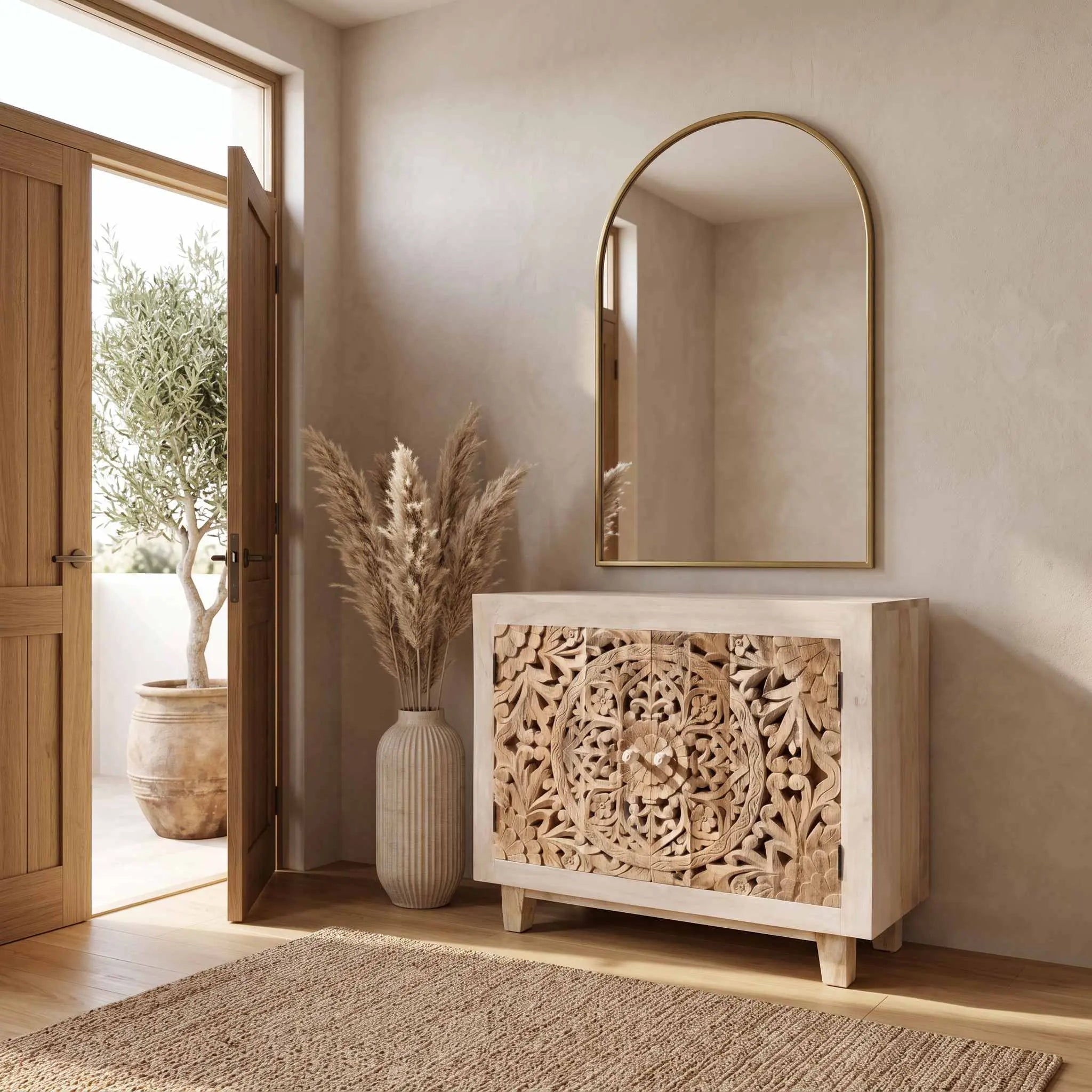 Mueble 2 puertas Borneo 90X35X75cm | Madera de Mango