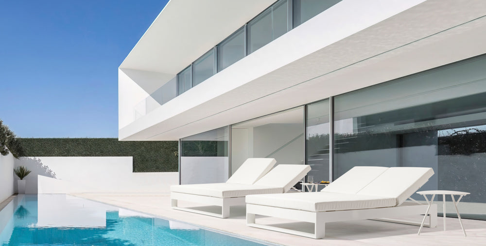 Daybed Niland aluminio blanco y tejido náutico blanco | Kubu #