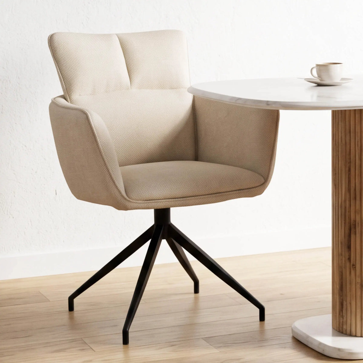 Silla de comedor con brazos Luxton White Marfil | Kubu
