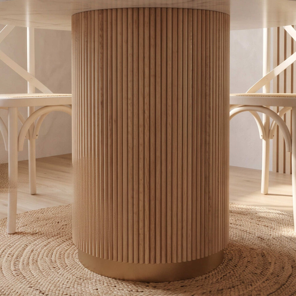 Mesa de comedor redonda Bristol Ø120cm | Madera de Mango y Mármol blanco