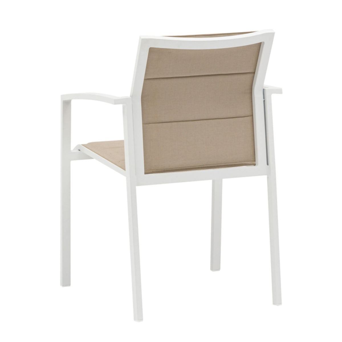 Sillón de comedor ORICK aluminio blanco y textil taupe