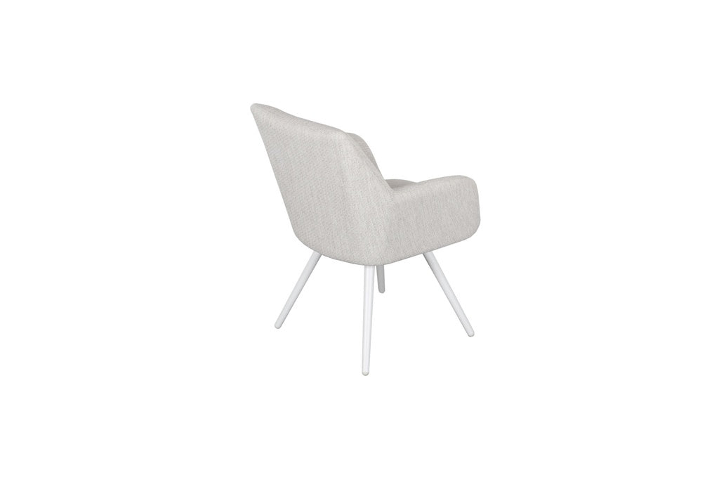 Silla de comedor Eren aluminio blanco textil beige. | Kubu #