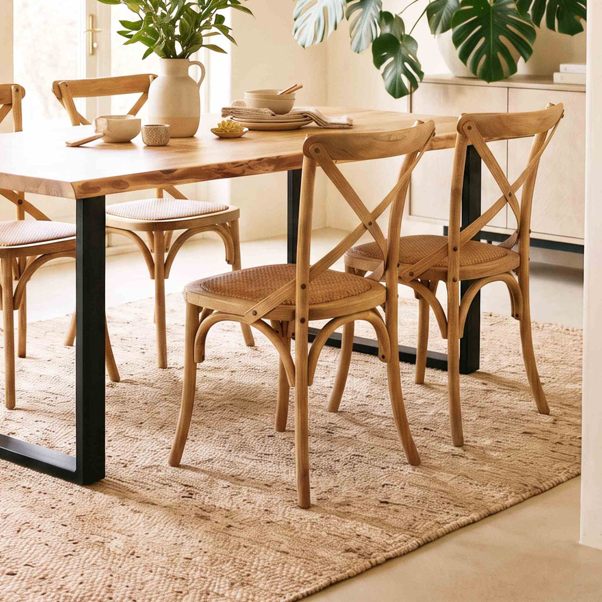 Silla de comedor Cross Back Oak Natural | Roble macizo