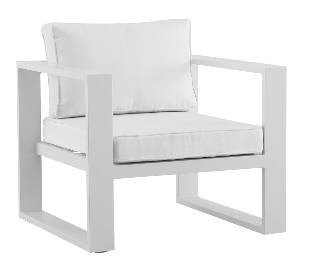 Sofá 1 plaza Niland aluminio y cojinería blanca | Kubu #