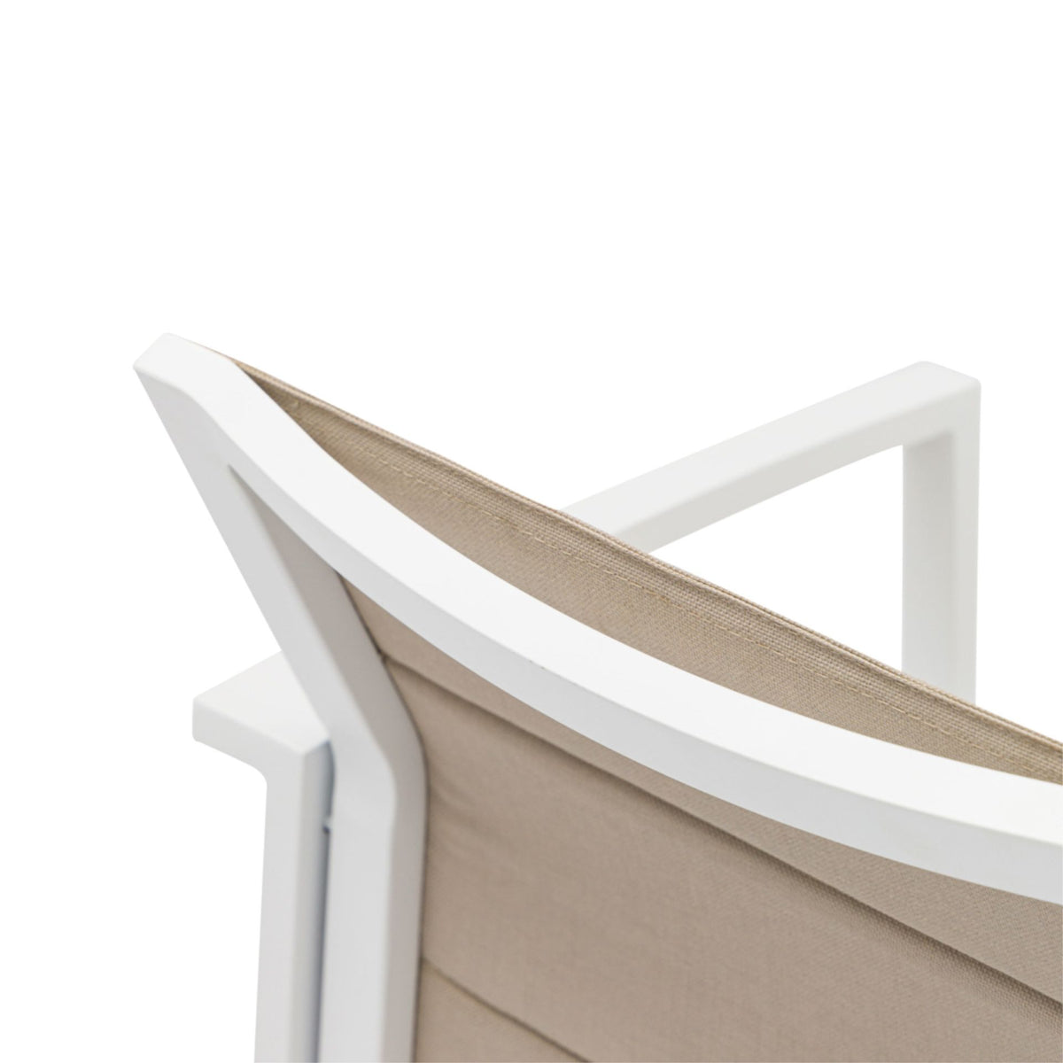 Sillón de comedor ORICK aluminio blanco y textil taupe