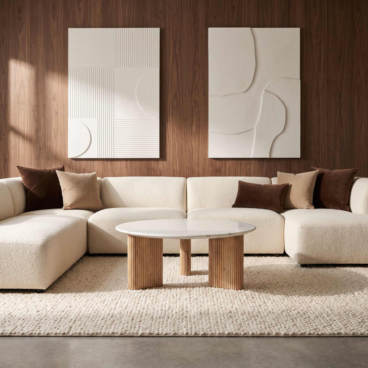 Mesa de centro Bristol Ø 90cm | Madera de Mango y Mármol Natural