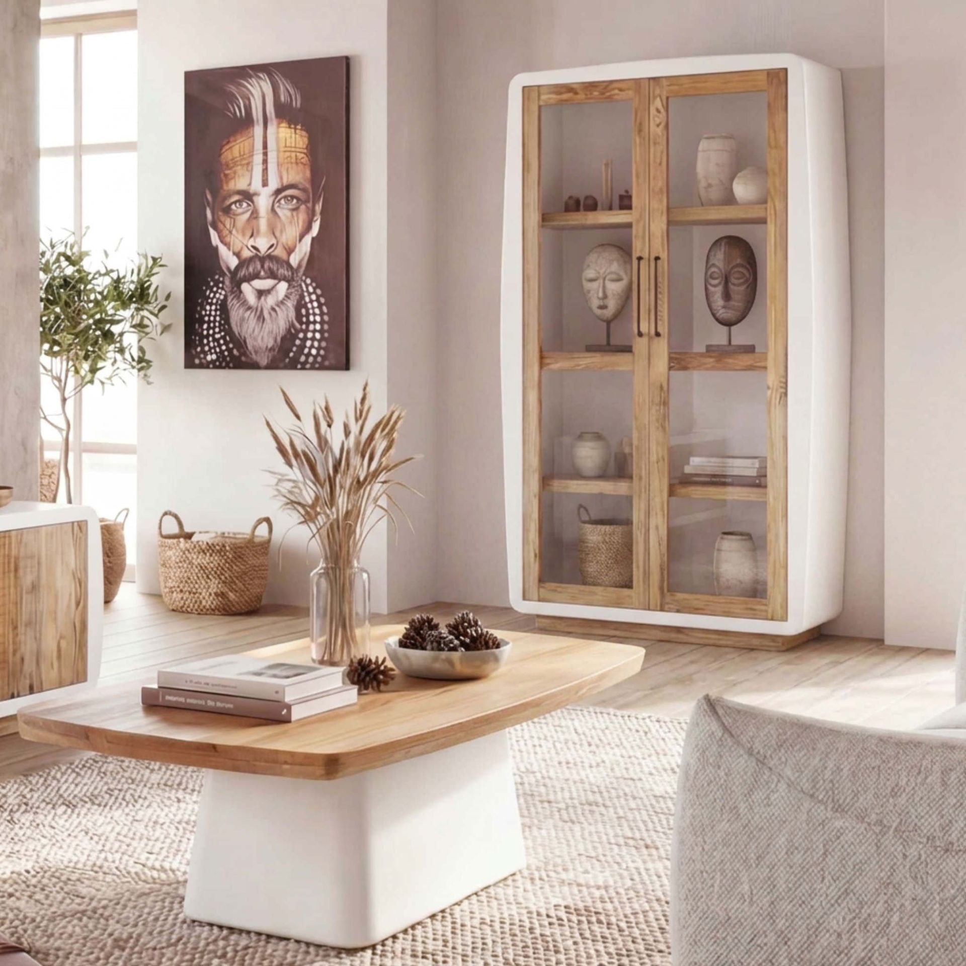 Vitrina dos puertas Calvia - Puertas de vidrio y madera | Kubu #