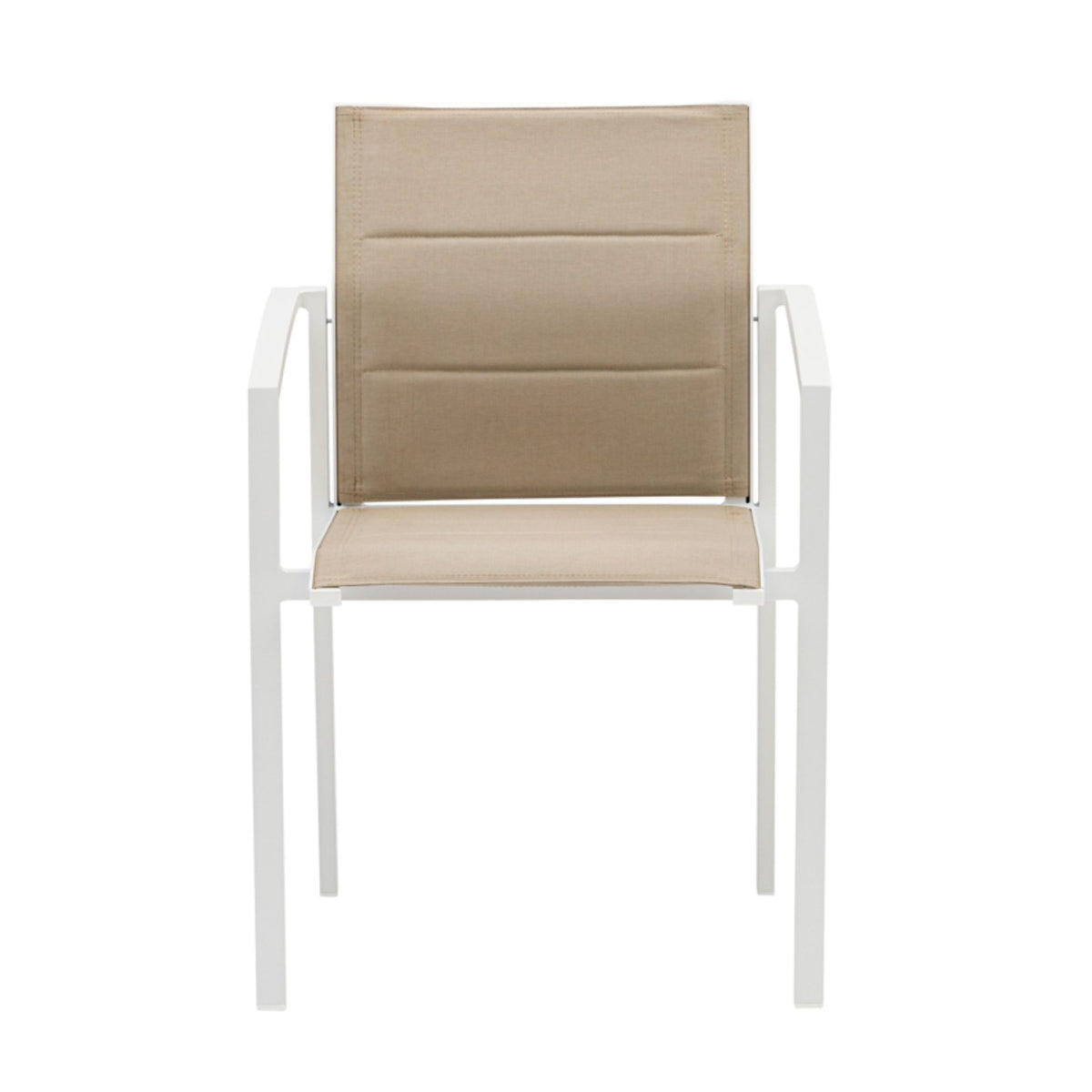 Sillón de comedor ORICK aluminio blanco y textil taupe