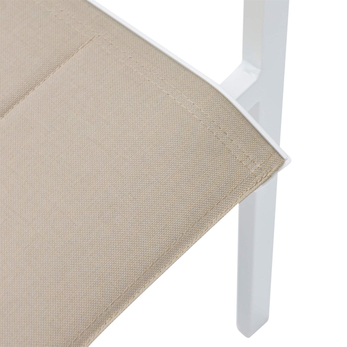 Sillón de comedor ORICK aluminio blanco y textil taupe