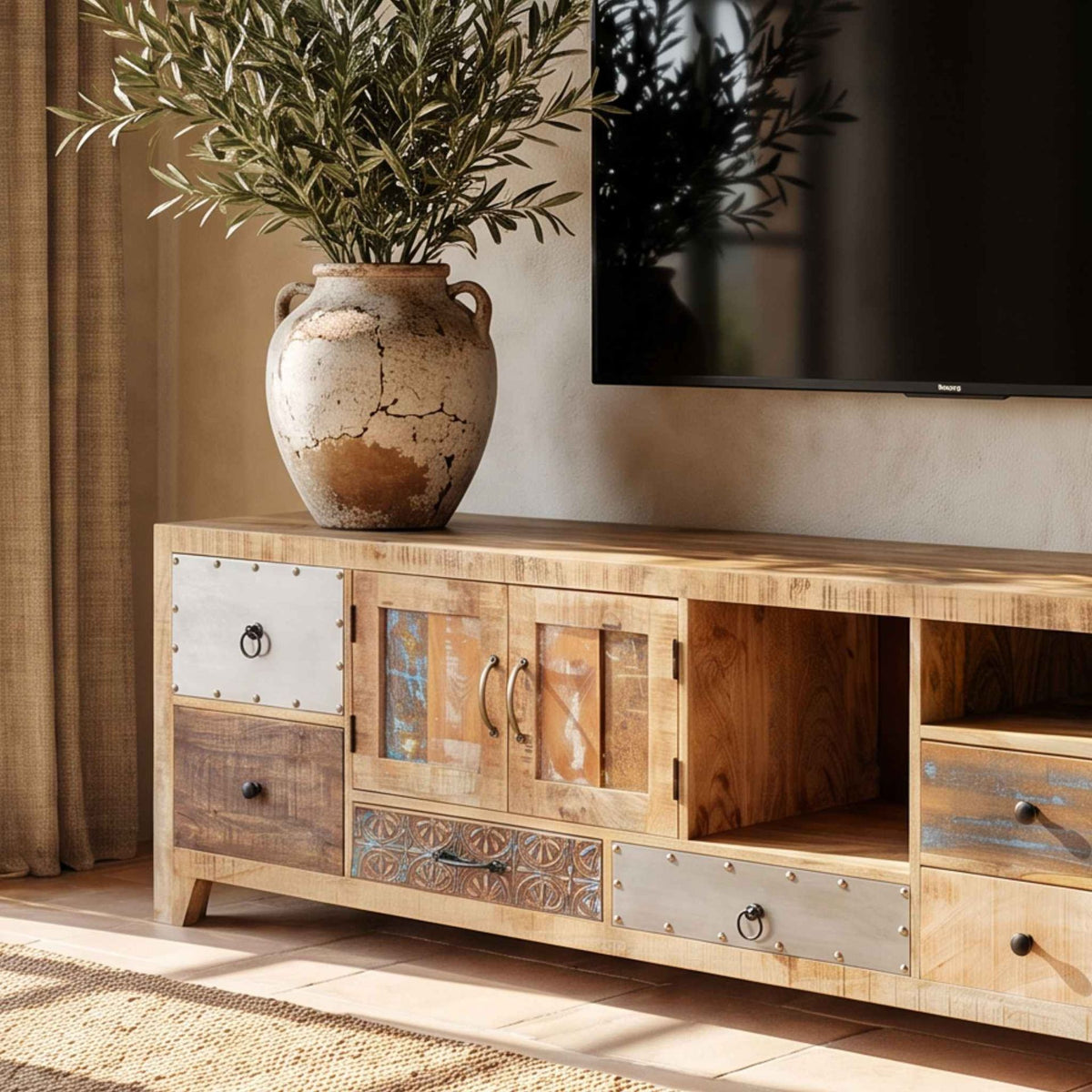 Mueble TV Korba 200x40x60cm | Madera de Mango