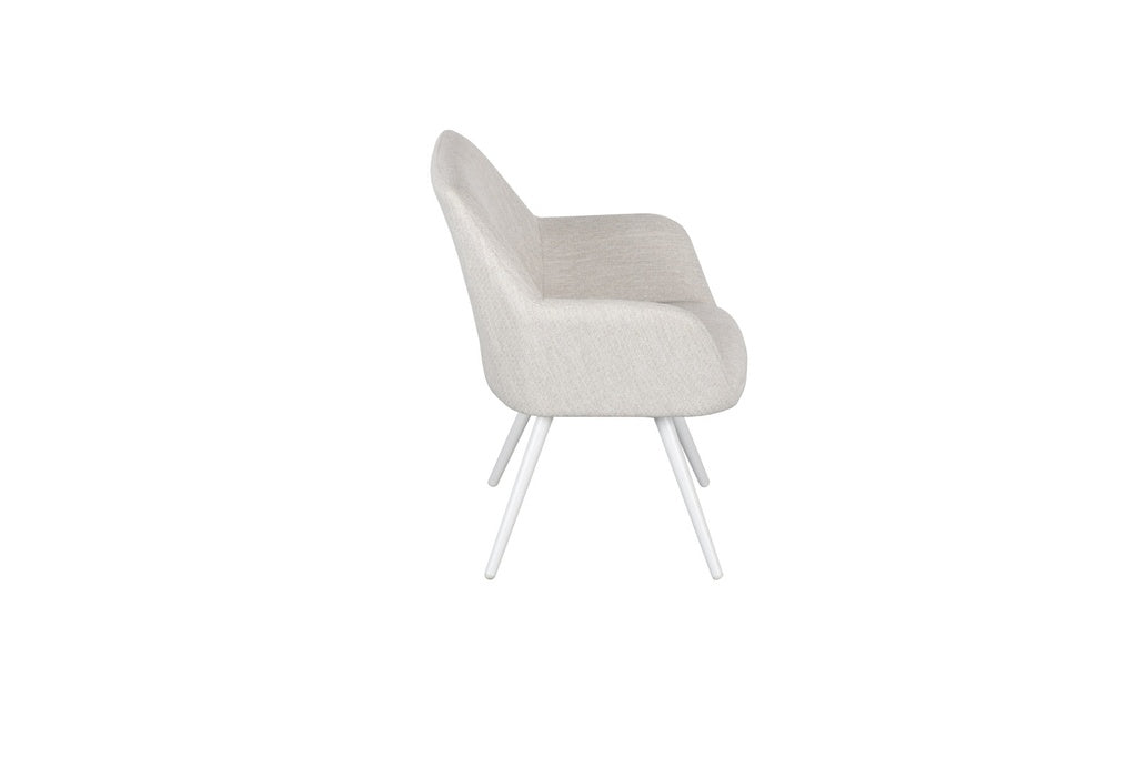 Silla de comedor Eren aluminio blanco textil beige. | Kubu #