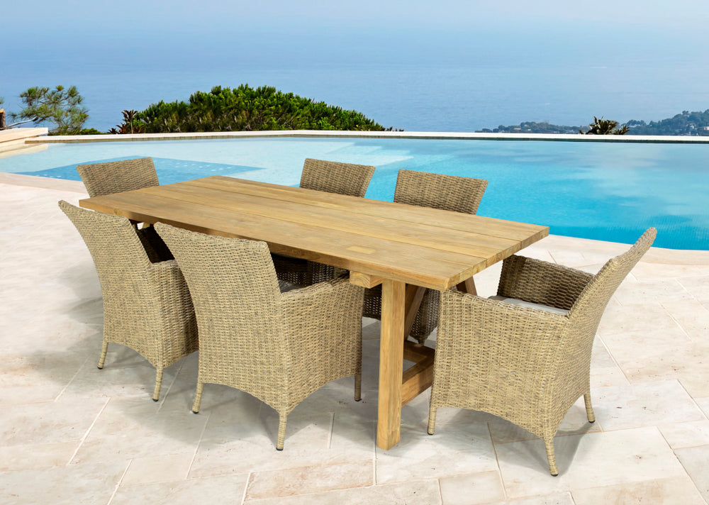 Mesa rectangular Swann 280x100 cm teca reciclada | Kubu #