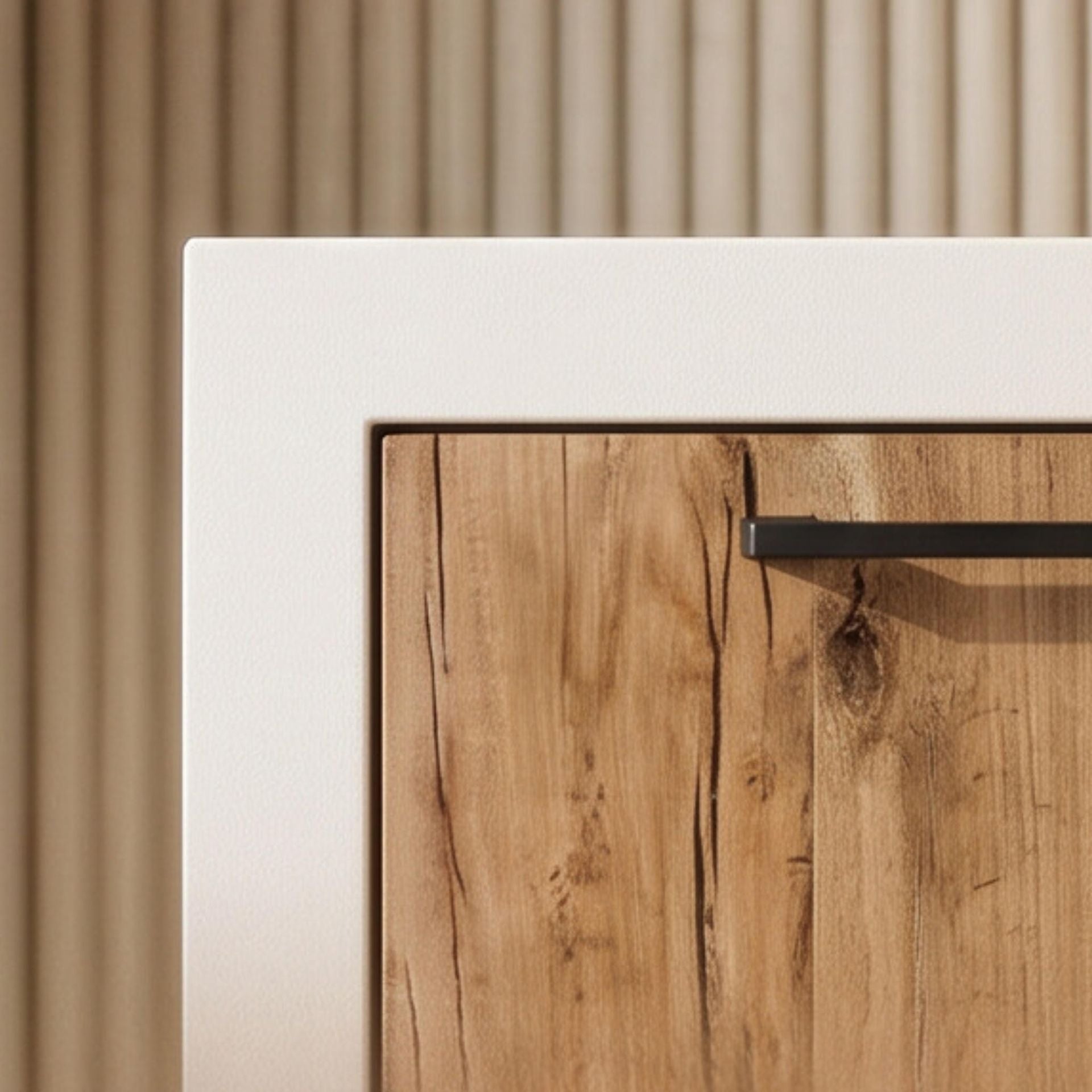 Aparador Mahón 2 Puertas / 3 cajones 150cm | Blanco Mate y Madera reciclada Acacia | KUBU #