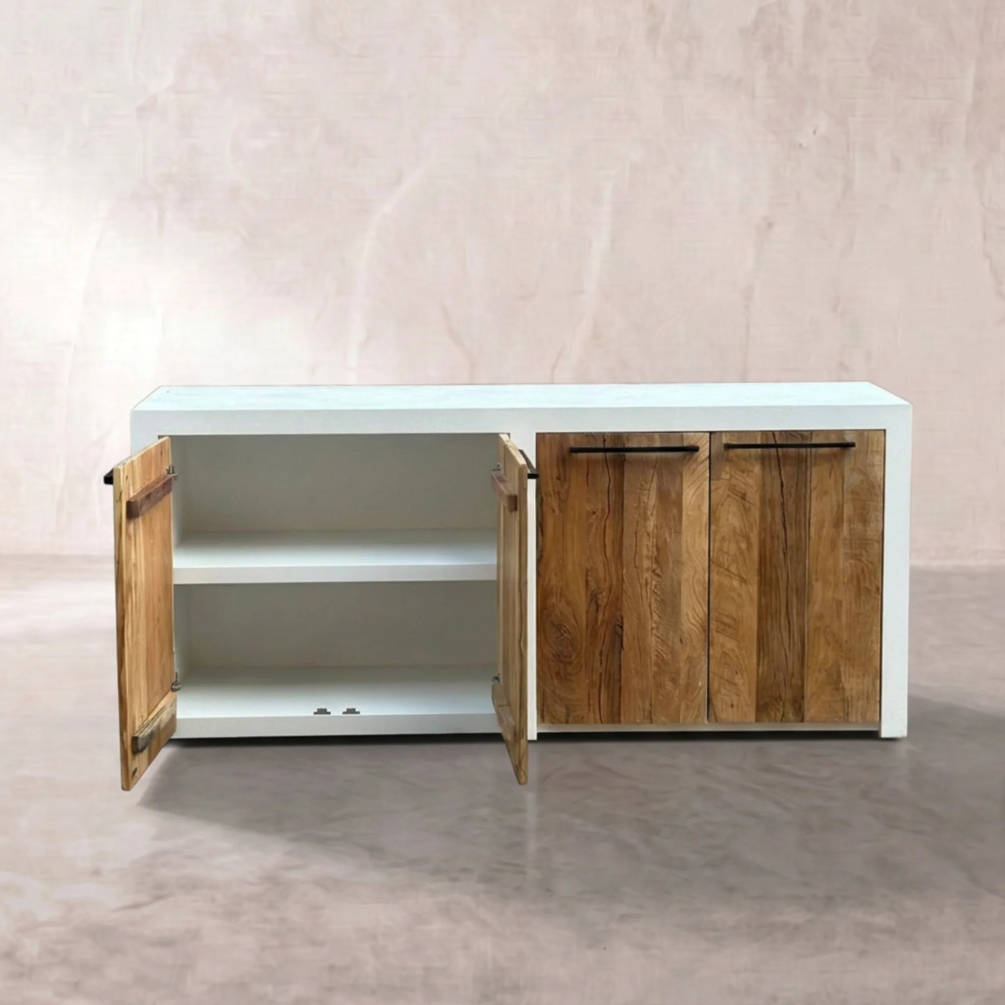 Aparador Mahón 4 Puertas 180x42x80cm | Madera reciclada Acacia | KUBU #