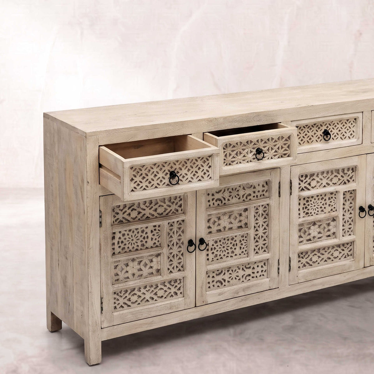 Aparador Pawai 4 puertas - 4 cajones 180x40x90cm | Madera de Mango | KUBU #