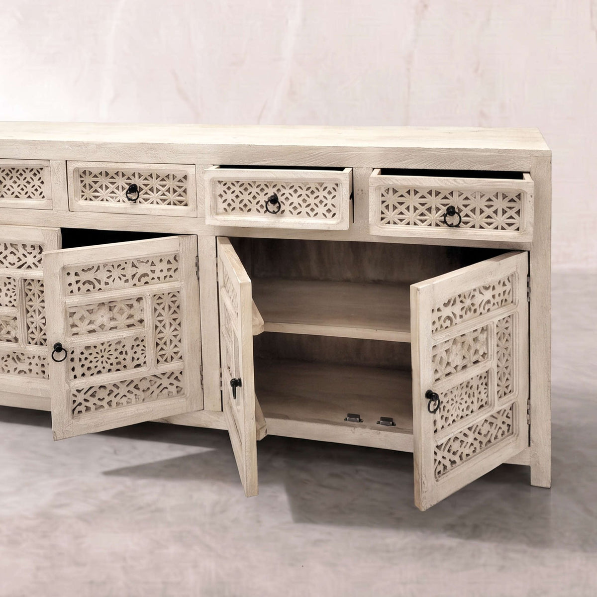 Aparador Pawai 4 puertas - 4 cajones 180x40x90cm | Madera de Mango | KUBU #