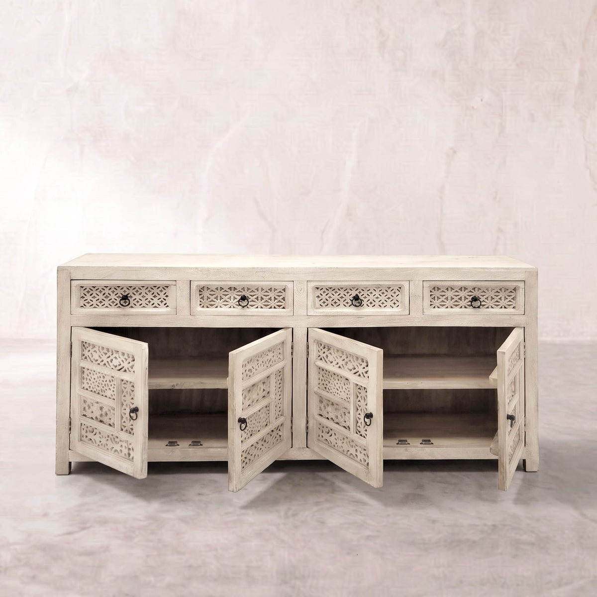 Aparador Pawai 4 puertas - 4 cajones 180x40x90cm | Madera de Mango | KUBU #