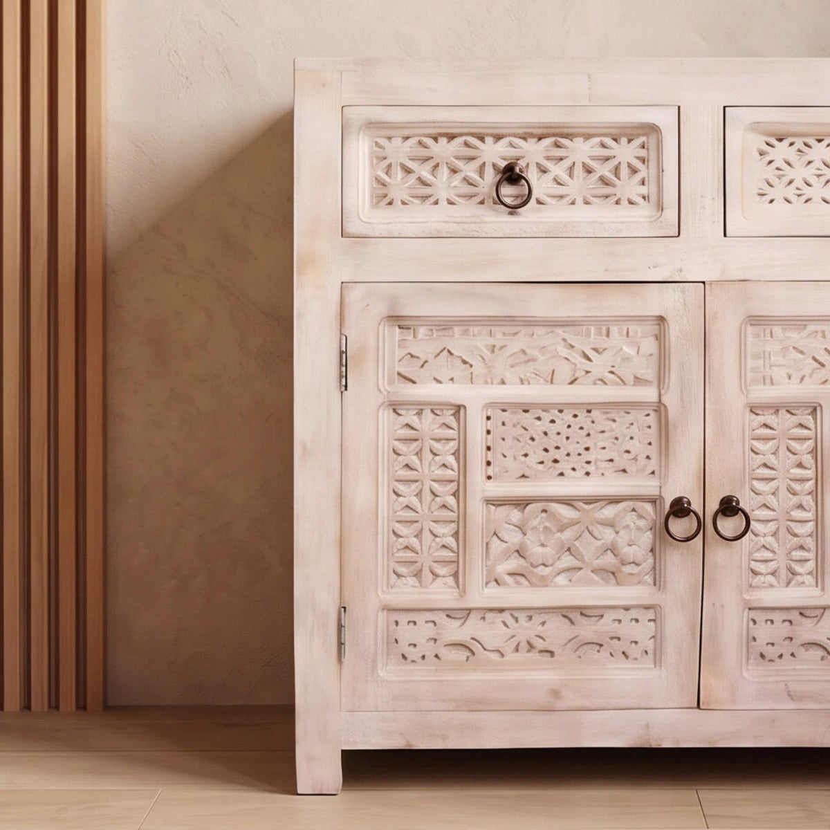 Aparador consola Pawai 2 puertas 2 cajones 90x40x90cm | Madera de Mango | KUBU #