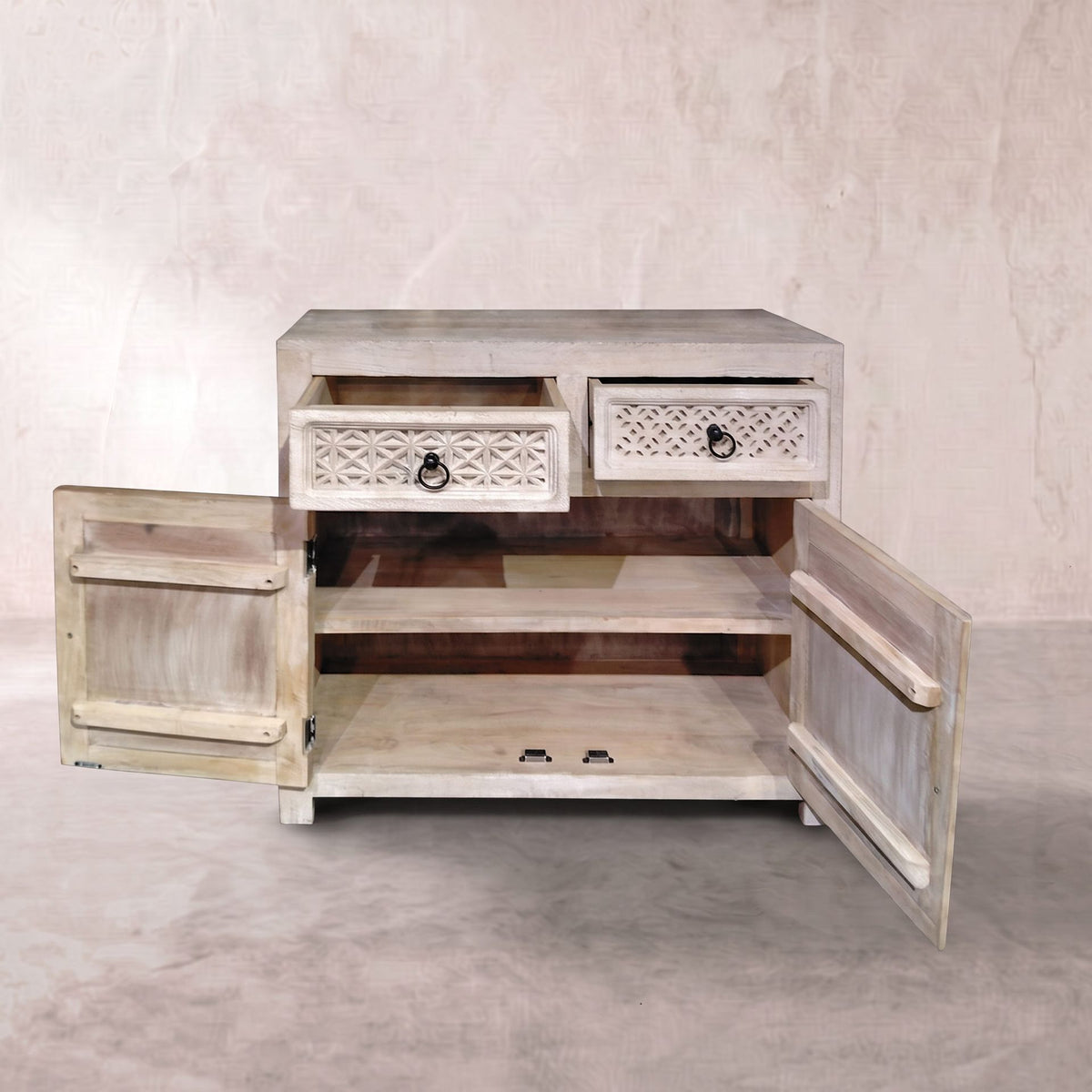 Aparador consola Pawai 2 puertas 2 cajones 90x40x90cm | Madera de Mango | KUBU #