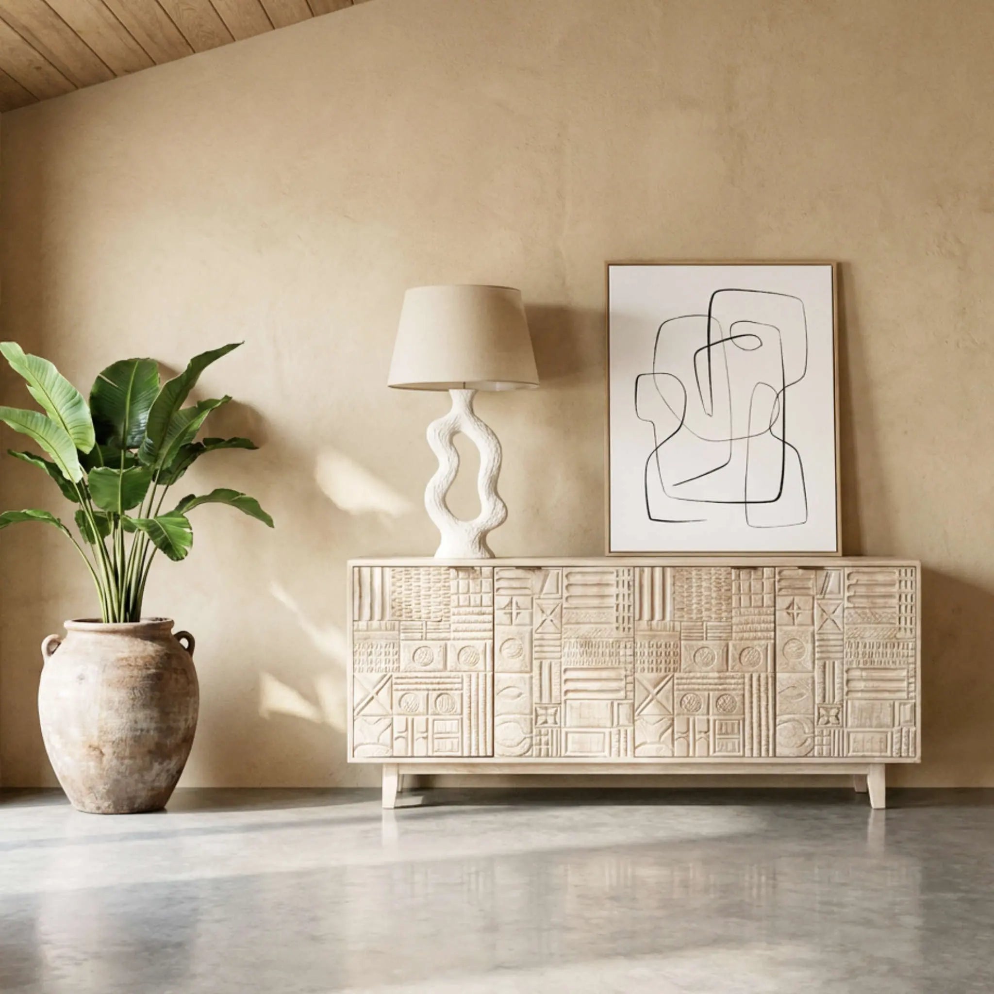 Aparador de Madera de Mango Maya 180cm | Diseño de 4 Puertas | KUBU #
