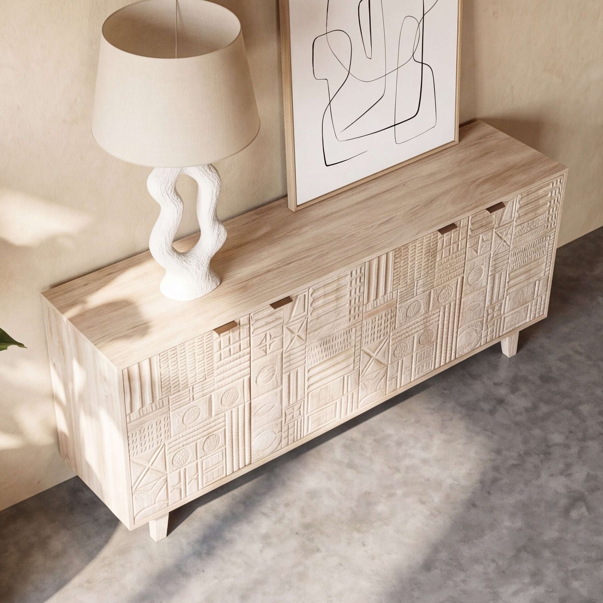 Aparador de Madera de Mango Maya 180cm | Diseño de 4 Puertas | KUBU #