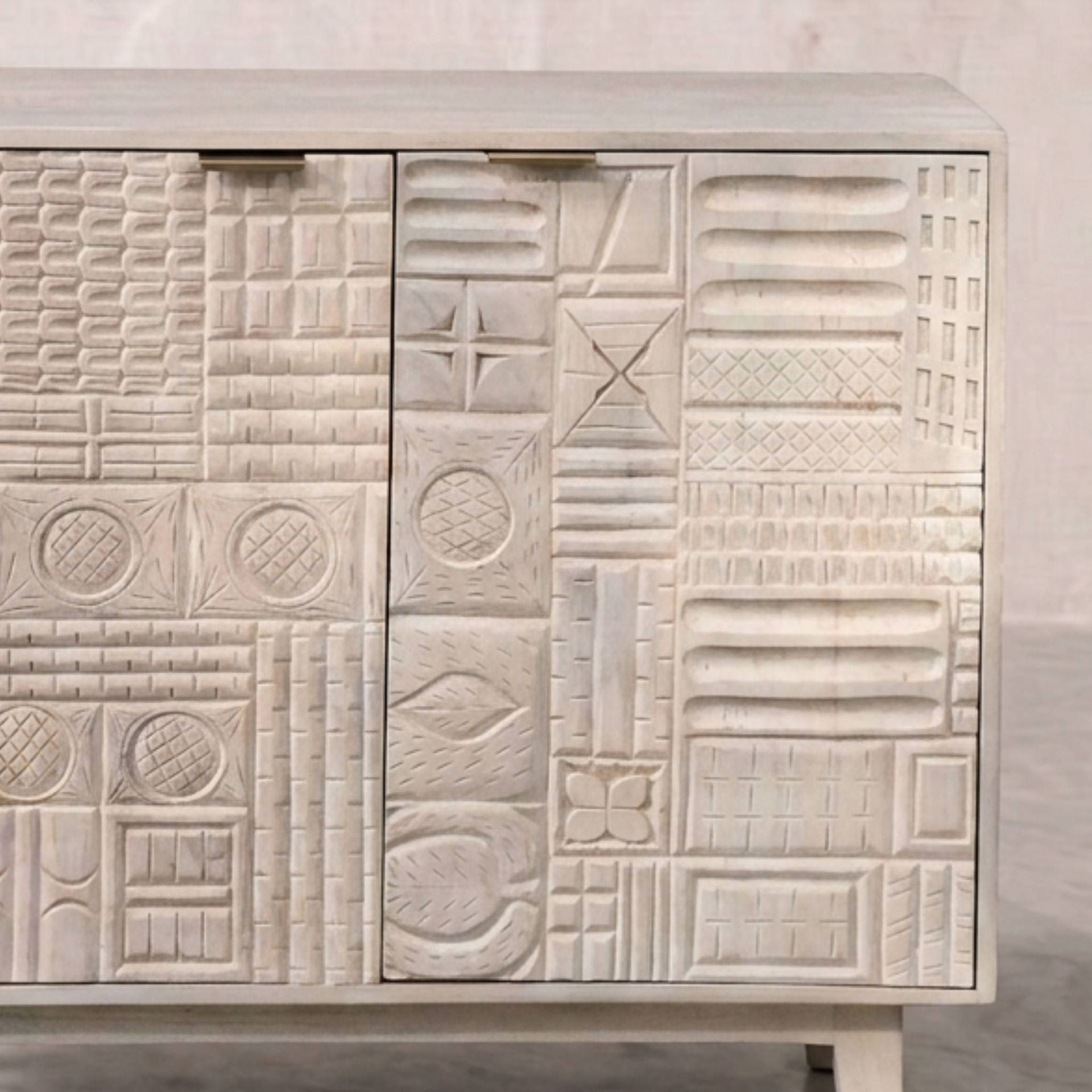 Aparador de Madera de Mango Maya 90 cm | Diseño de 2 Puertas | KUBU #