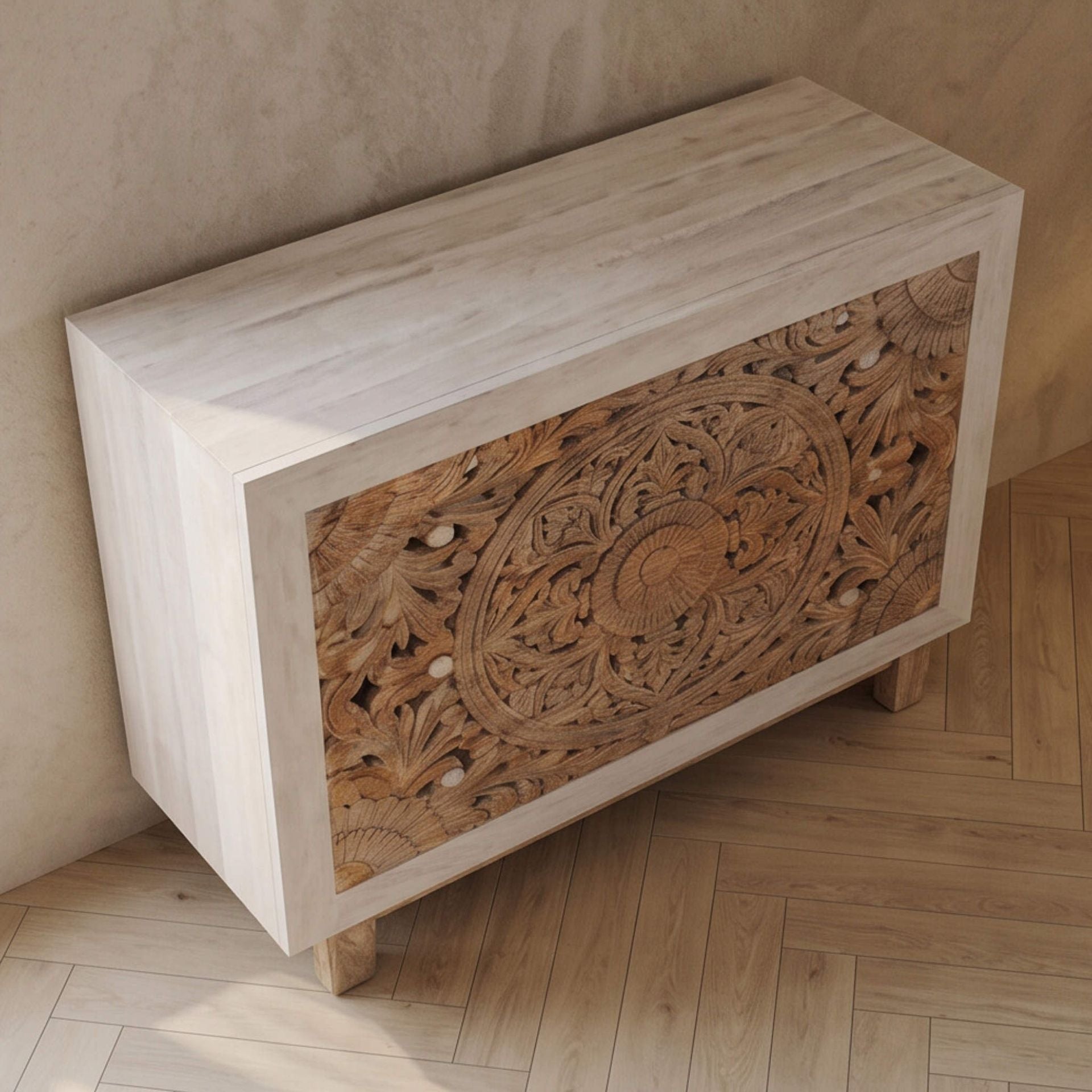 Cómoda Borneo 3 cajones 90X40X80CM | Madera de Mango | KUBU #