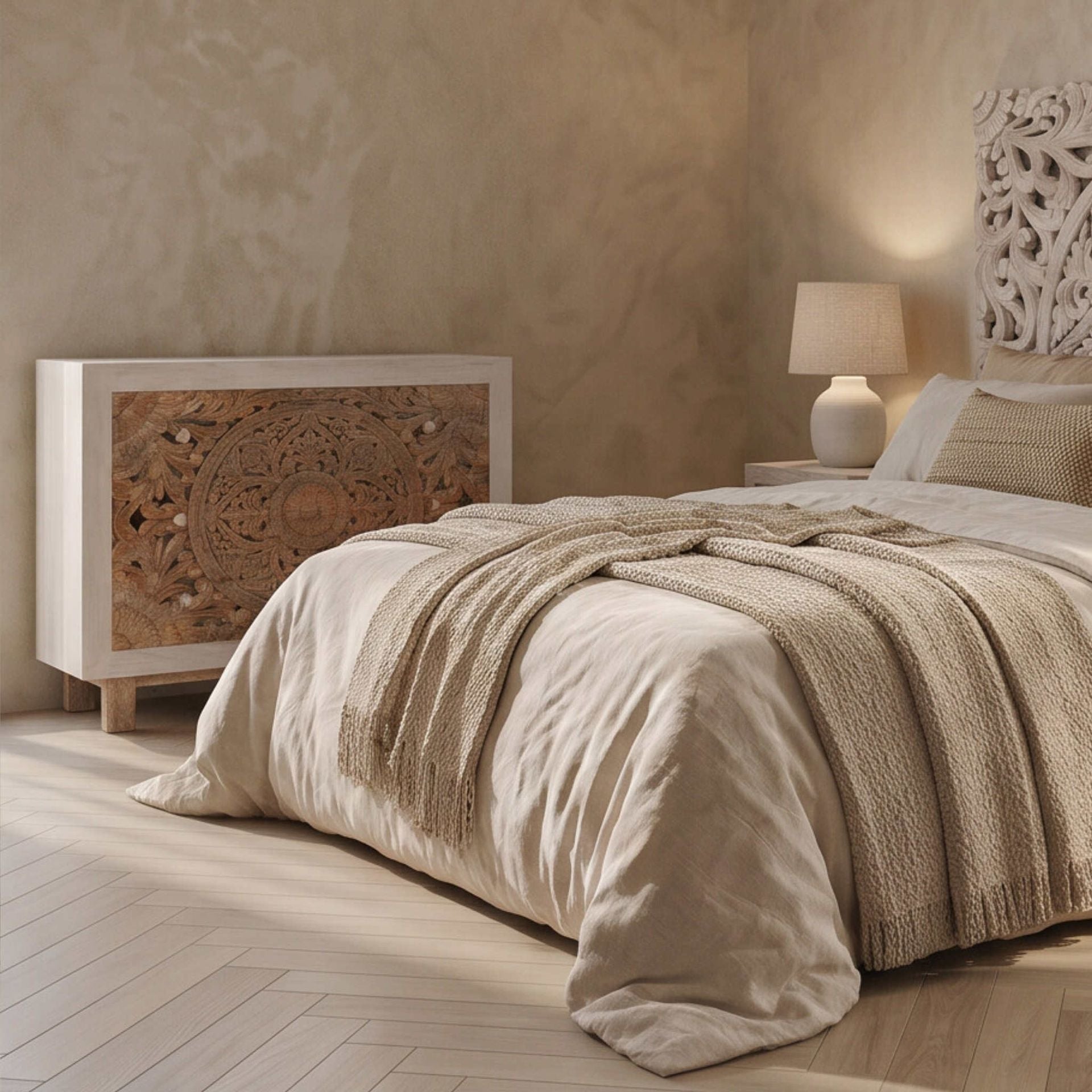 Cómoda Borneo 3 cajones 90X40X80CM | Madera de Mango | KUBU #