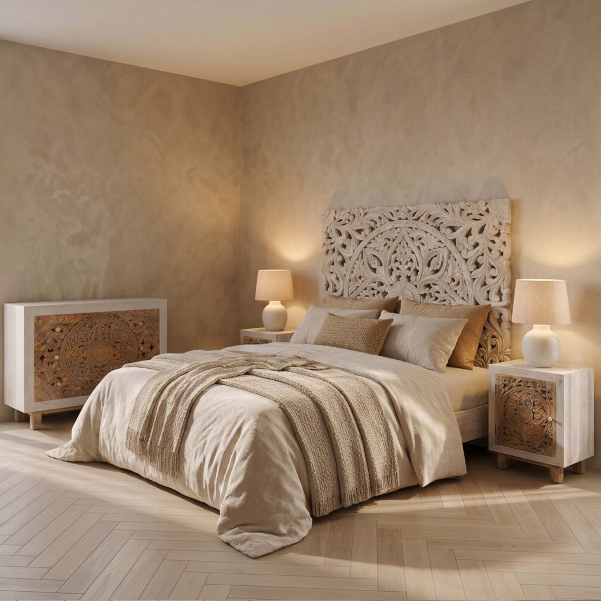 Cómoda Borneo 3 cajones 90X40X80CM | Madera de Mango | KUBU #
